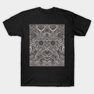 Grayscale Aesthetic Fractal Artwork - Black and White Abstract Artwork T-Shirt